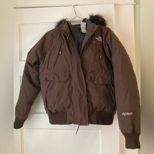 The North Face Brown Hooded Puffer Jacket Size Medium